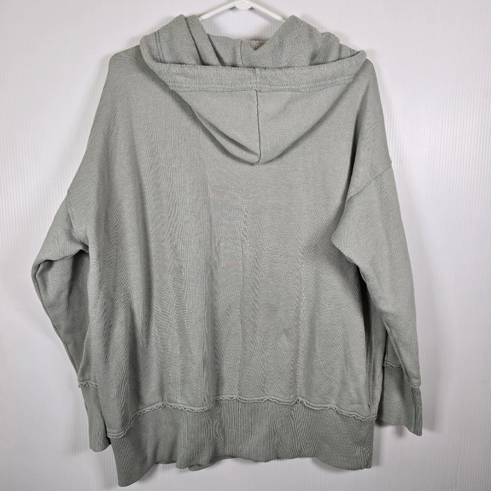 Aerie Womens Oversized Soft SageGreen Full Zip Hooded Sweatshirt Size M Pockets - Picture 2 of 11